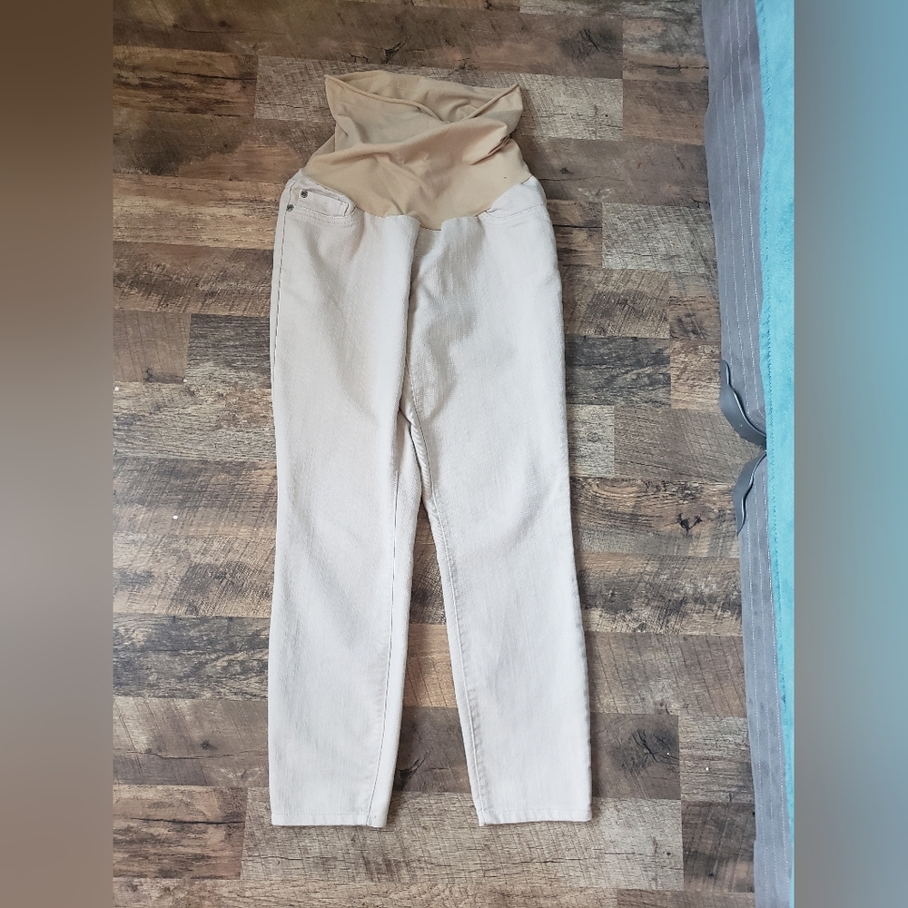 Motherhood Maternity Cream Ankle Jeans